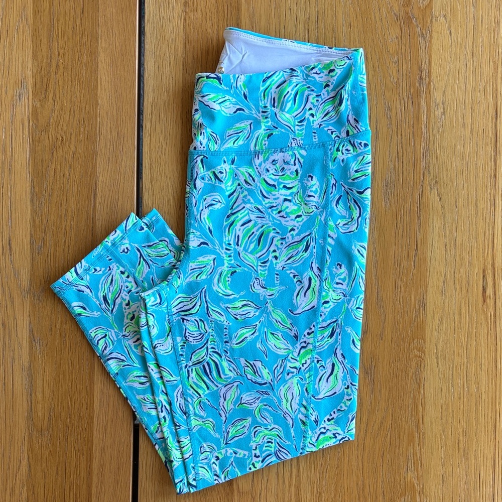 Lilly Pulitzer Luxletic Blue and Green Crop Leggings